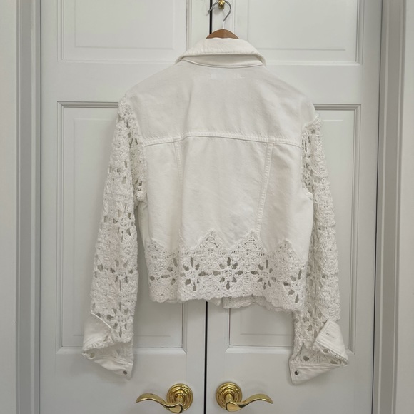 Jonathan Simkhai White Macrame Crochet Button Down Jacket - Picture 9 of 16